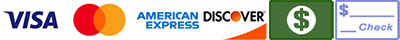 Accepted payments: Visa, Mastercard, Discover, American Express, cash, check
